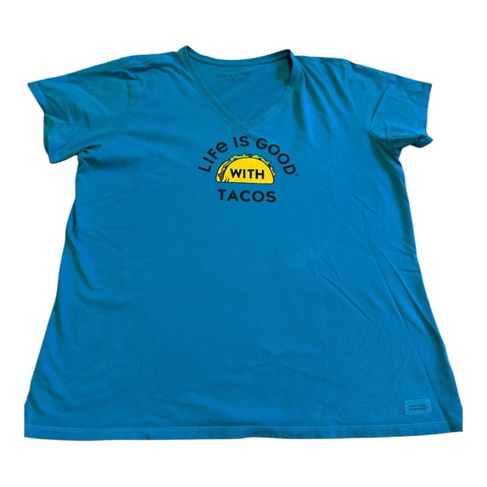 Life is Good with Tacos Crusher Tee Size‎ XXL Blue